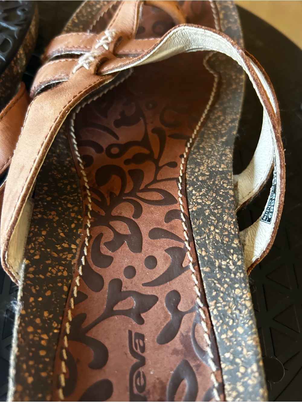 Teva Brown Leather Toe Ring Slide Sandals Comfort Slides Women’s 8 - Picture 12 of 12